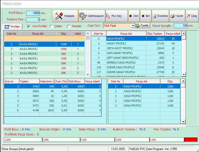Firesiz Kesim Optimizasyonu